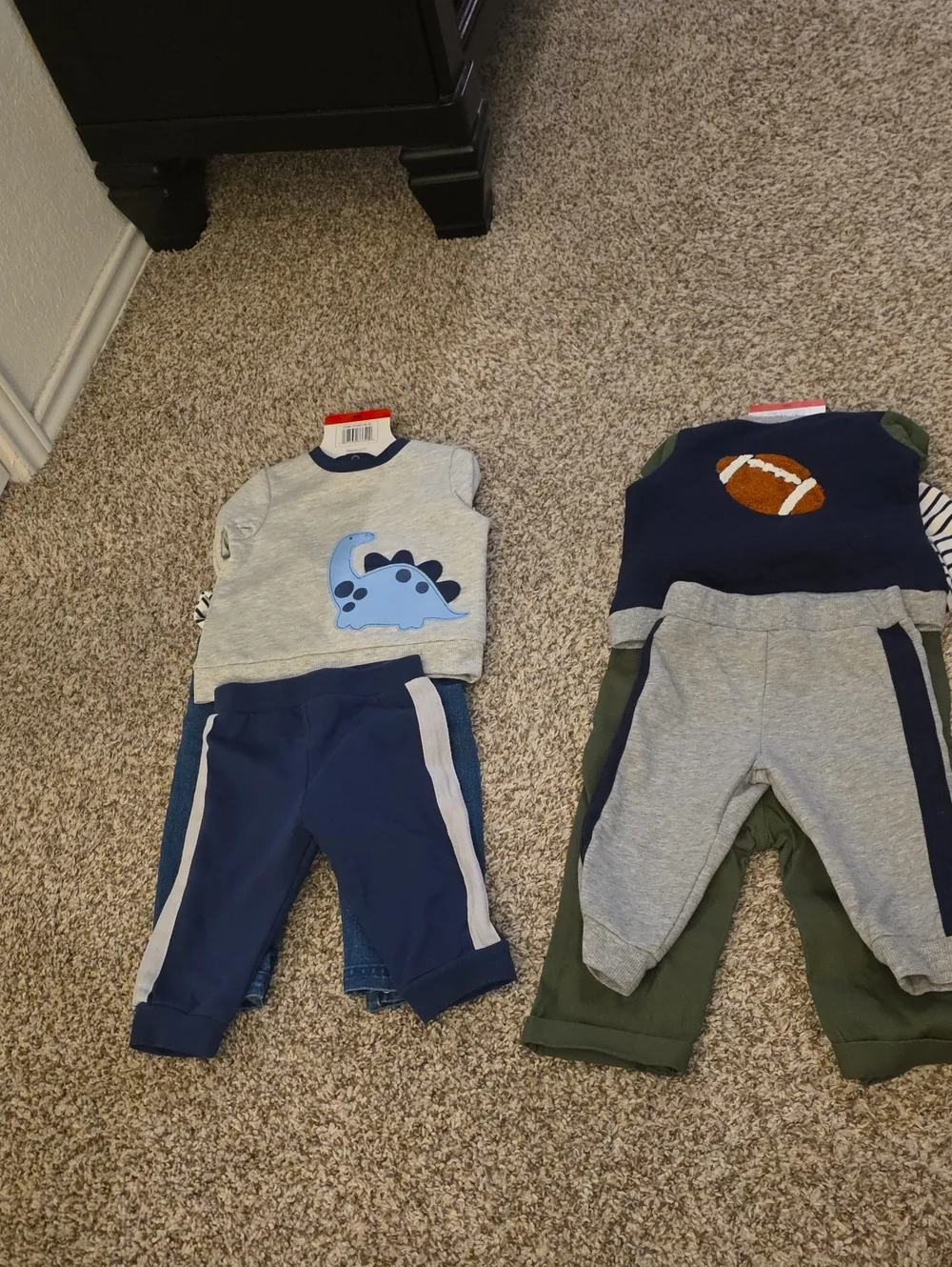 NEW LITTLE ME DINO AND FOOTBALL overall set BUNDLE, 0-9MO